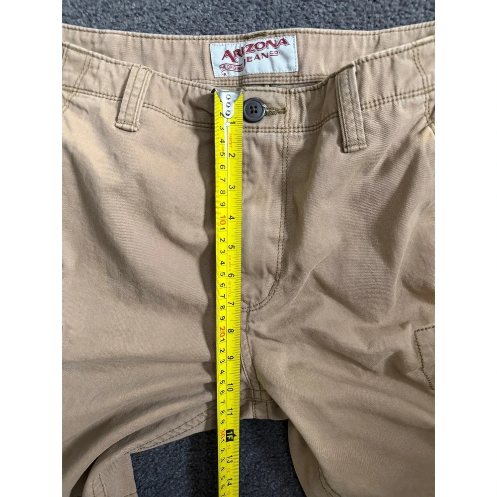 Arizona Jean Co Mens Khaki Cargo Shorts Tan Cotton Twill Size 33 Utility Hiking